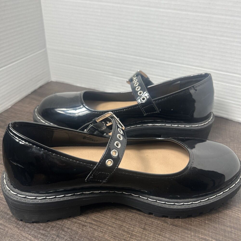 Torrid Mary Jane Shoes Womens 11 WW Black Patent Leather Lug Sole Goth Grunge - Picture 5 of 9